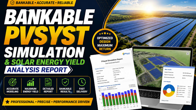 create bankable pvsyst simulation, solar energy yield analysis