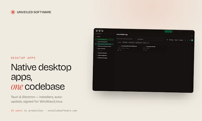 build a cross platform desktop app in tauri or electron
