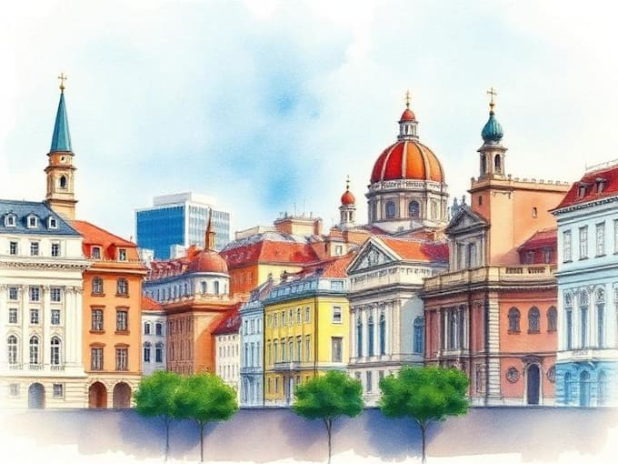 paint architecture or cityscape in watercolor