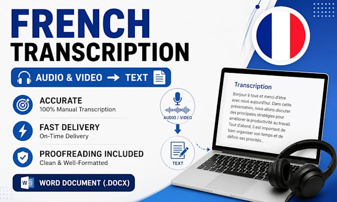 transcribe french audio and video accurately