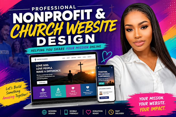 create nonprofit website and church website for growth