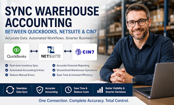 sync warehouse accounting between quickbooks, netsuite, and cin7
