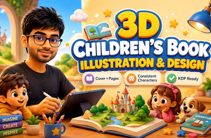 create full 3d children picture book illustrations with consistent characters