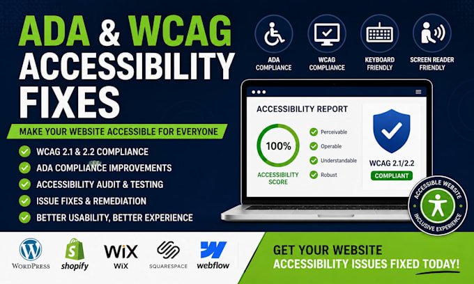 fix ada and wcag website accessibility issues and compliance errors