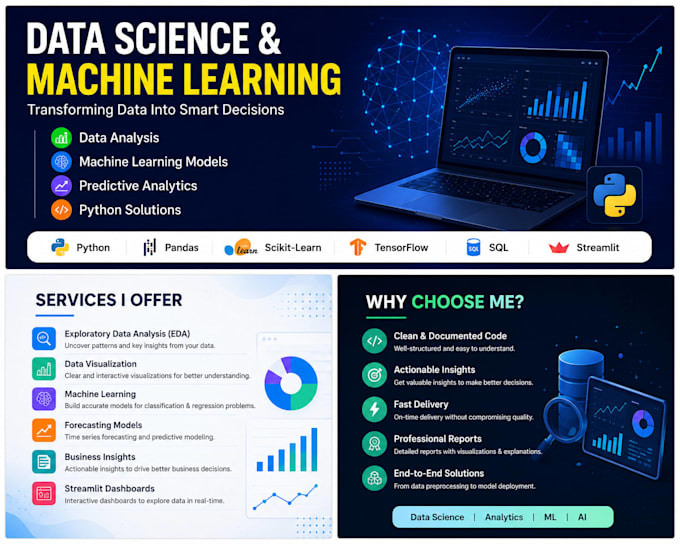 build machine learning models, data science projects and predictive analytics