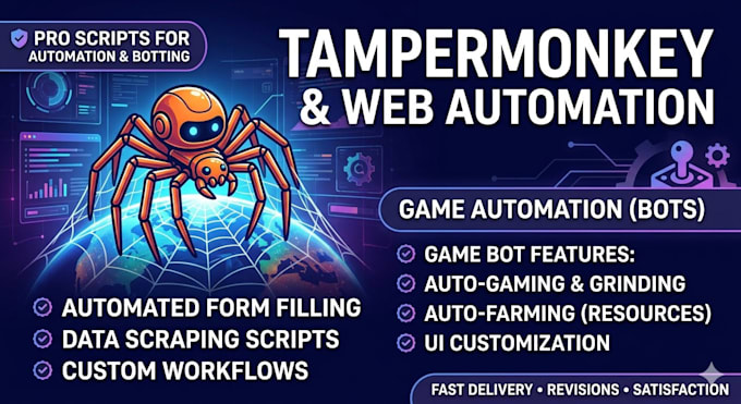 develop extensions, tampermonkey userscripts, and bots