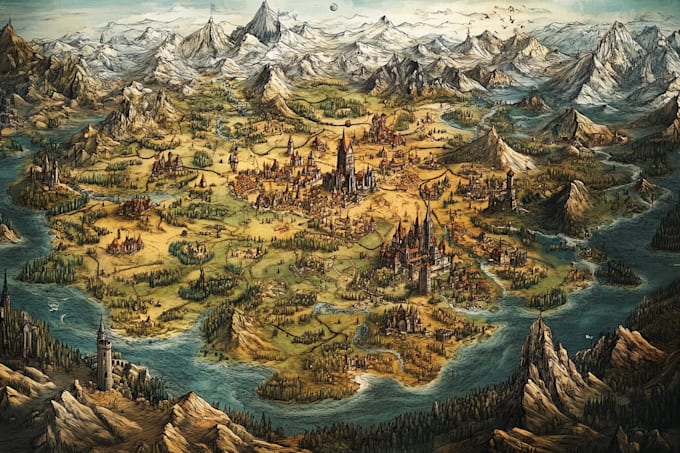 custom fantasy map design for rpgs, games, novels