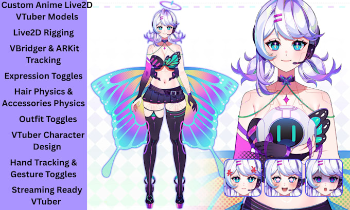 design and rig custom live2d vtuber model anime vtuber live2d rigging 2d vtuber