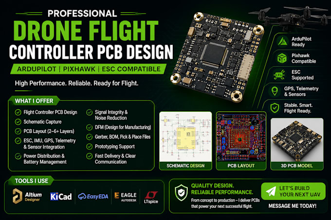 design drone flight controller pcb for ardupilot, pixhawk and esc