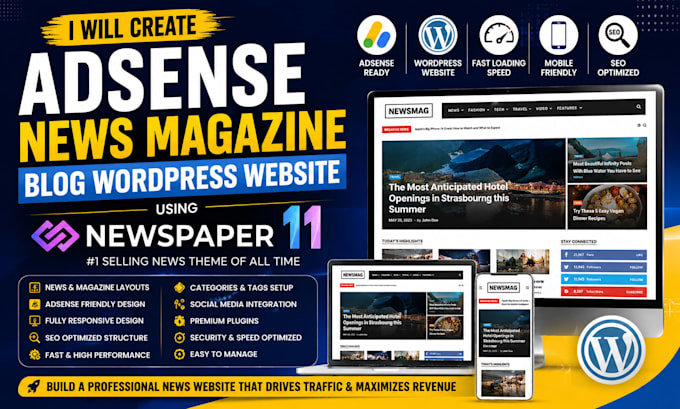 create adsense news magazine blog wordpress website using newspaper theme