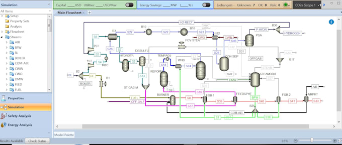 do advance simulation by aspen plus, design, reports