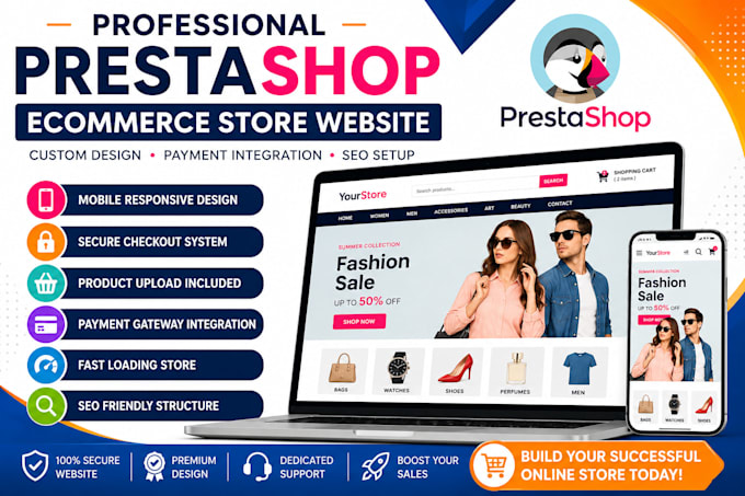 create a professional prestashop ecommerce store website