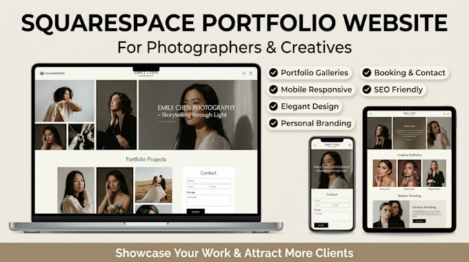 design squarespace portfolio website for photographers and creatives