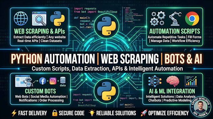 develop python automation scripts python bot web scraping apis and ai automation