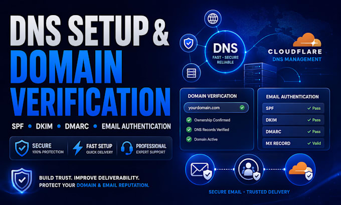 expert dns setup, domain verification, spf dkim dmarc and email authentication