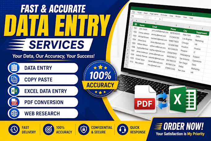 do excel, word, data entry and typing work