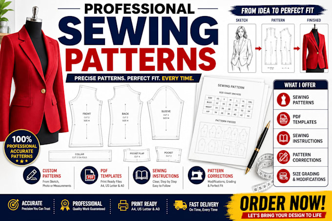 provide professional sewing patterns, instructions, corrections and PDF template