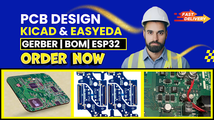 make pcb layout, circuit schematic board design in altium, kicad, easyeda, esp32