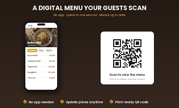 design a digital qr code menu for your restaurant or café