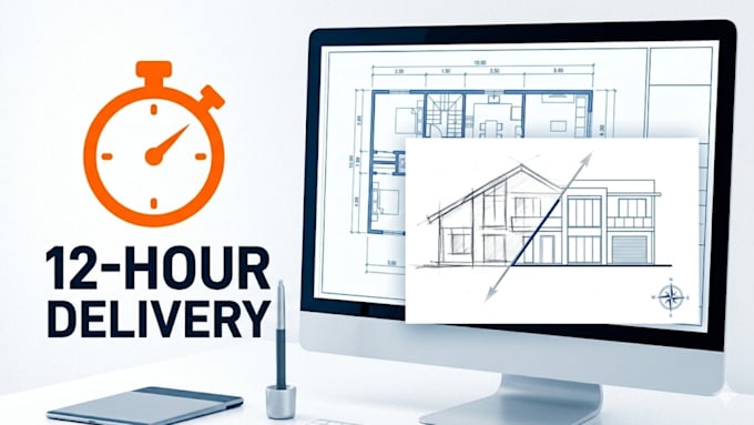 draft draw real estate floor plan architectural site plan, elevation in 12 hours