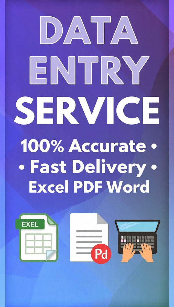 do fast and error free data entry, PDF to excel, typing work