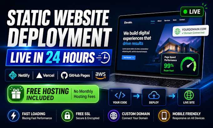 create deploy your static website on netlify vercel, github pages with free host