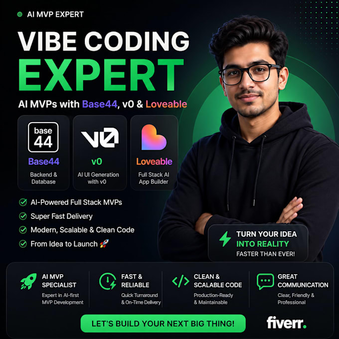 be your vibe coding expert using base44, v0, and lovable for ai mvp