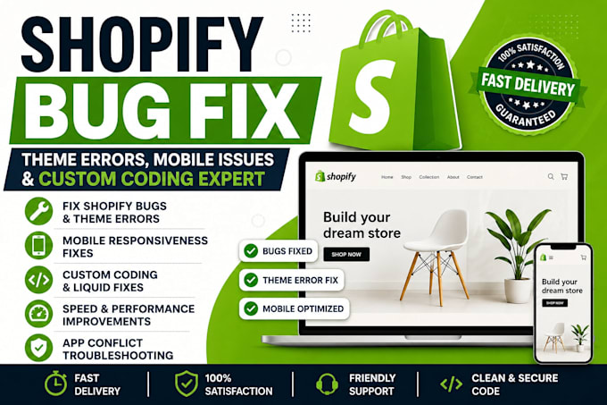 fix shopify bugs, theme errors, mobile issues and custom coding