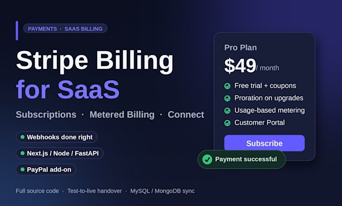 integrate stripe subscriptions, metered billing and connect for your saas