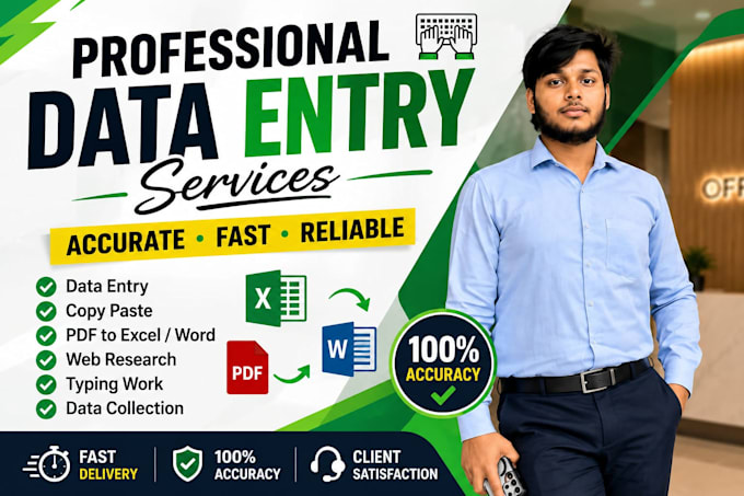 accurate data entry, copy paste, and typing work