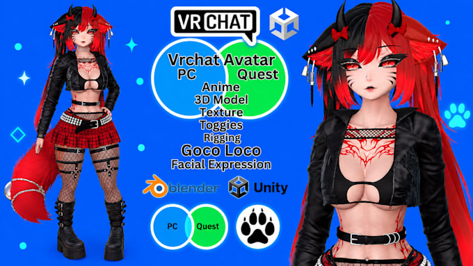 create custom vrchat avatar commision vr character furry nsfw vrc avatar lipsync