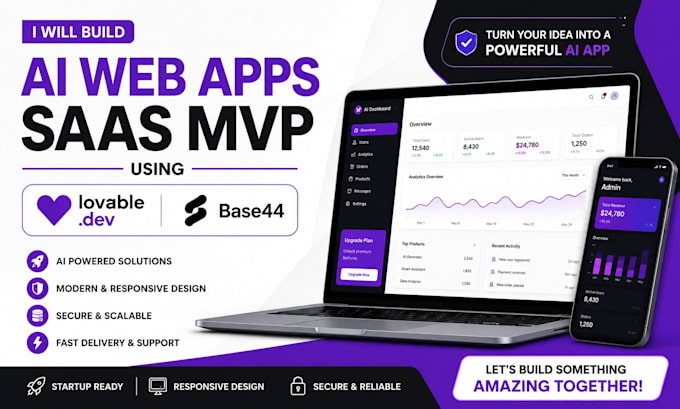 create ai startup website, portal or saas app, taskflow app in bsae44 and bolt