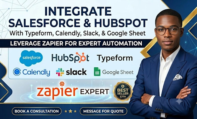 integrate salesforce hubspot typeform calendly slack google sheet zapier expert