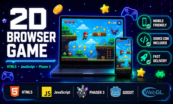 develop professional html5 browser games with javascript, phaser, webgl