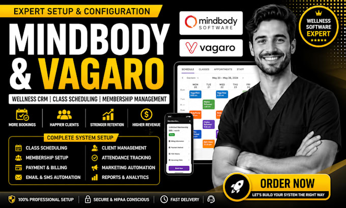 setup mindbody wellness CRM class scheduling and membership management vagaro