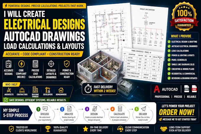 create electrical designs autocad drawings load calculations and layout