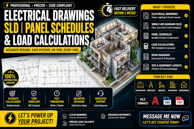 create electrical drawings sld panel schedules and load calculations
