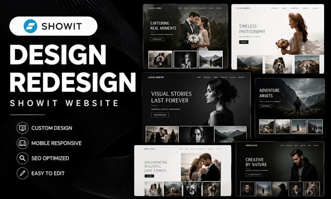 design, redesign, customize showit photography website or showit template