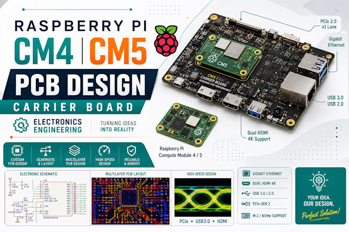 design raspberry pi cm4 cm5 carrier board pcb design