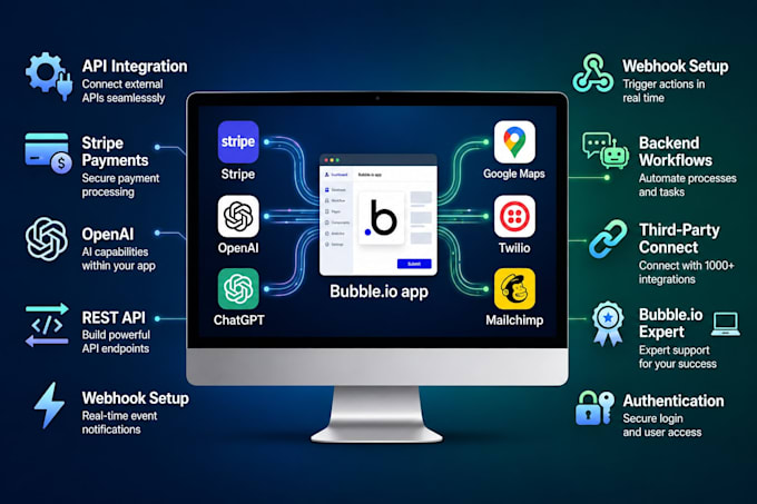 integrate database, xano supabase, and setup api connector in bubble website
