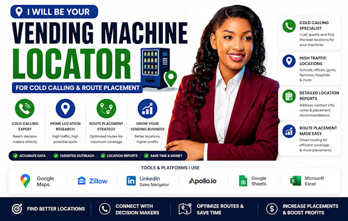 be your vending machine locator for cold calling and route placement
