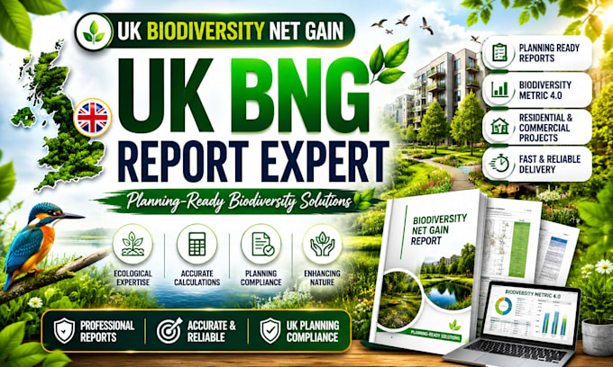 write UK biodiversity net gain plan and metric calculation report