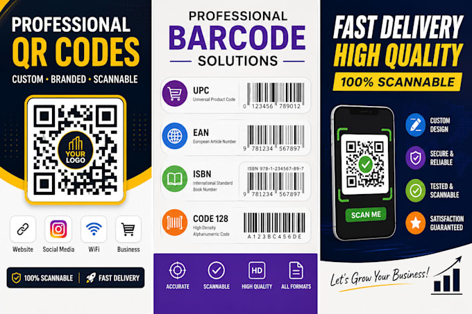 create custom branded qr codes and professional barcode designs