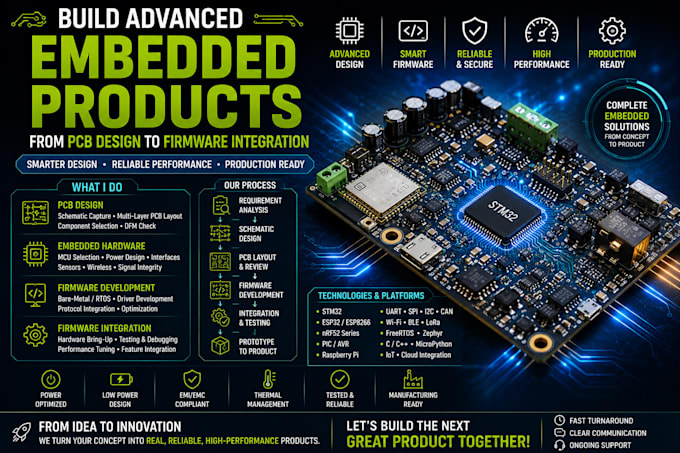 build advanced embedded products from pcb design to firmware integration