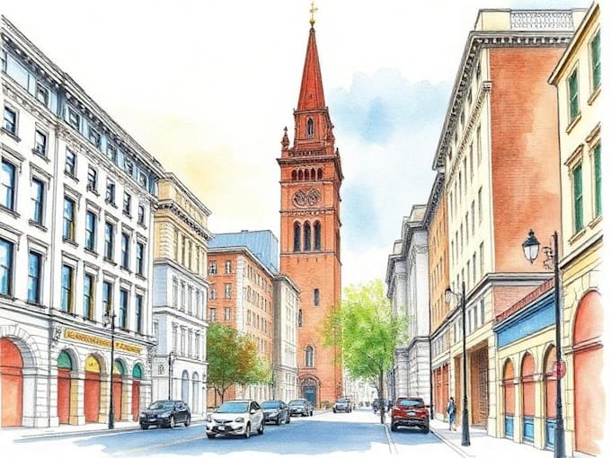 paint architecture or cityscape in watercolor