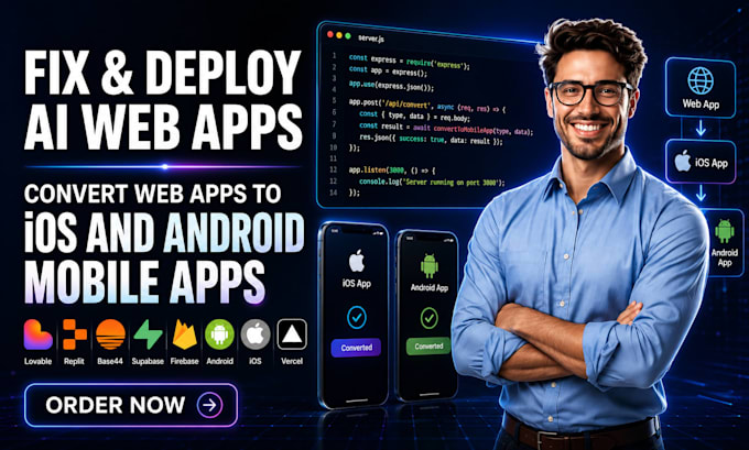fix deploy lovable web app replit base44 ios android app vercel github supabase