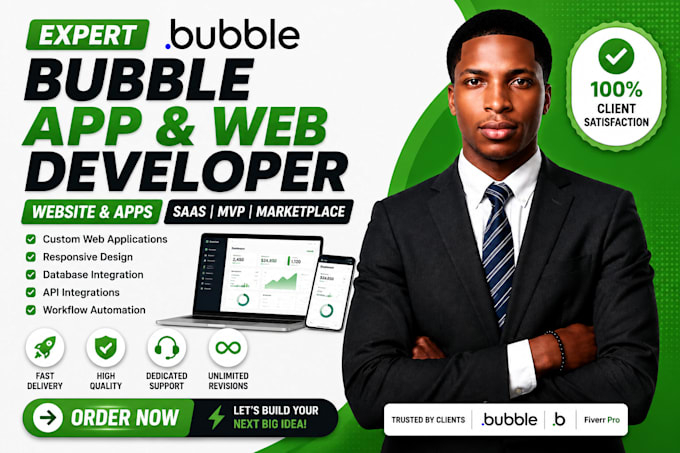 develop a bubble io web app saas mvp or mobile application