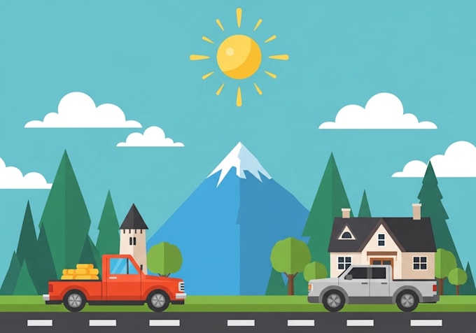 illustrate fantastic flat vector landscape illustration
