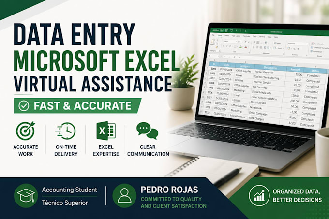 provide accurate data entry and excel support