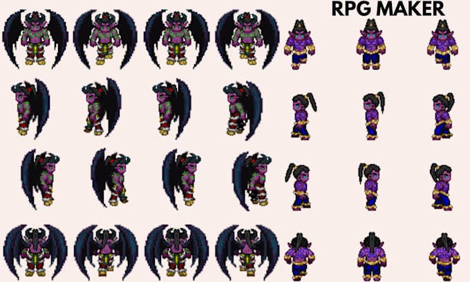 create pixel art, 2d game art, animated sprites, sprite sheets and game assets